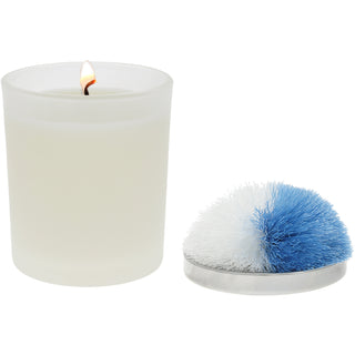 Blank Light Blue & White - 5.5 oz - 100% Soy Wax Candle with Pom Pom Lid Scent: Tranquility