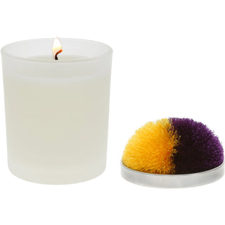 Blank Purple & Yellow - 5.5 oz - 100% Soy Wax Candle with Pom Pom Lid Scent: Tranquility