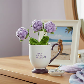 Sister 13 oz Cup with Crocheted Flowers