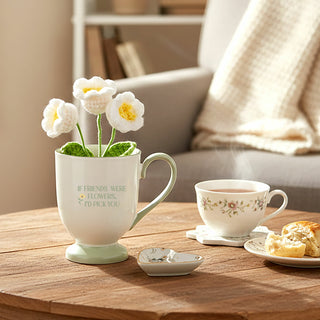 Friends & Flowers 13 oz Cup with Crocheted Flowers