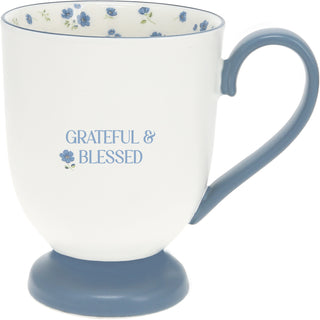 Grateful & Blessed 13 oz Cup with Crocheted Flowers