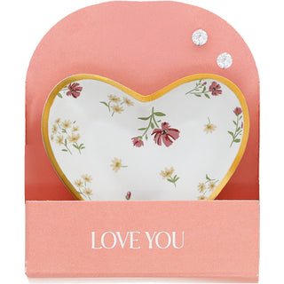 Love You 2.5" Trinket Dish & 5mm Cubic Zirconia Stud Earring Set