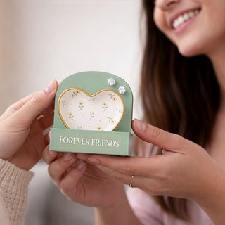 Forever Friends 2.5" Trinket Dish & 5mm Cubic Zirconia Stud Earring Set