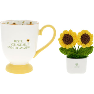 Bestie 13 oz Cup with Crocheted Flowers