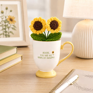 Bestie 13 oz Cup with Crocheted Flowers