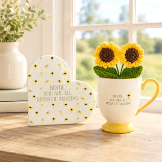 Bestie 13 oz Cup with Crocheted Flowers