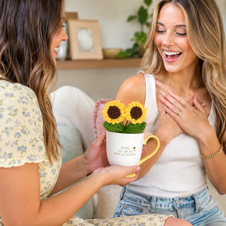 Bestie 13 oz Cup with Crocheted Flowers