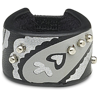 Black & Pewter Paisley Leather Ring