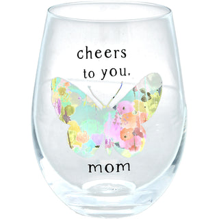Mom 18 oz Stemless Wine Glass