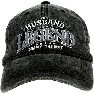 Husband Black Washed Cotton Twill Hat
