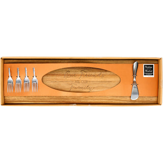 Friends are Family 21" Acacia Cheese/Bread Board Set