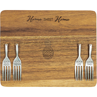 Home Sweet Home 9" Acacia Cheese/Bread Board Set