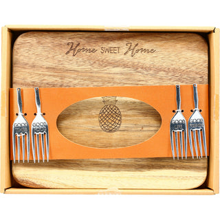 Home Sweet Home 9" Acacia Cheese/Bread Board Set