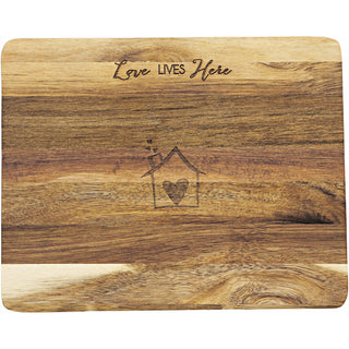 Love Lives Here 9" Acacia Cheese/Bread Board Set