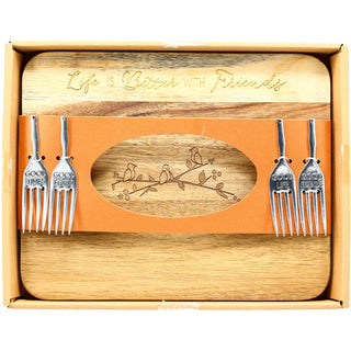 Friends 9" Acacia Cheese/Bread Board Set