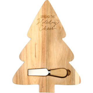 Holiday Cheer 13" Acacia Cheese/Bread Board Set