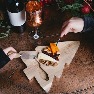 Holiday Cheer 13" Acacia Cheese/Bread Board Set