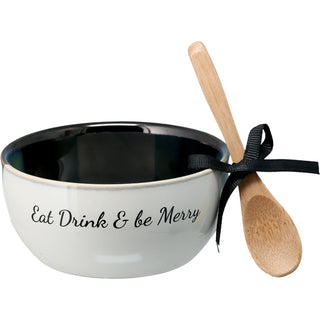 Eat & Drink 4.5" Ceramic Bowl with Bamboo Spoon