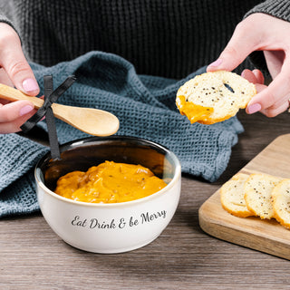 Eat & Drink 4.5" Ceramic Bowl with Bamboo Spoon