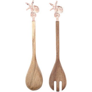 Seashells 13" Acacia 2 Piece Utensil Set