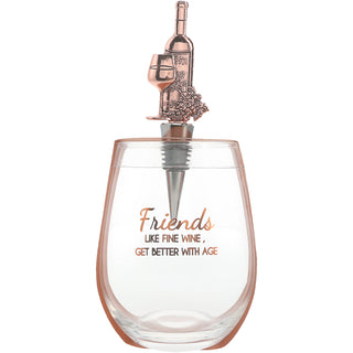 Friends Bottle Stopper and 20 oz Stemless Gift Set
