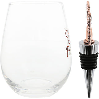 Good Friends Bottle Stopper and 20 oz Stemless Gift Set