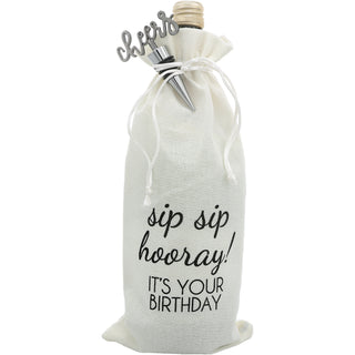 Sip Sip Hooray 13" Wine Gift Bag Set