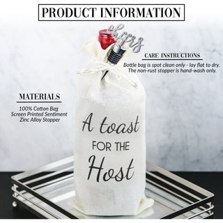 Toast For The Host 13" Wine Gift Bag Set