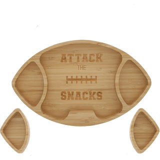 Attack the Snacks Bamboo Serving Board with Dip Bowls