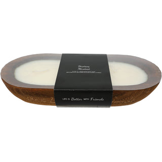 Friends 9 oz - 100% Soy Wax Decorative Wooden Dough Bowl Candle Scent: White Jasmine