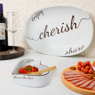 Share 4.5" Ceramic Heart Bowl with Bamboo Spoon