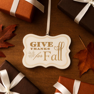 Give Thanks for Fall 2.75" x 2.25" Hanging Plaque