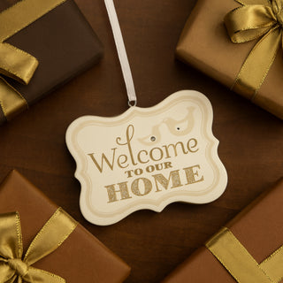 Welcome to our Home 2.75" x 2.25" Hanging Plaque