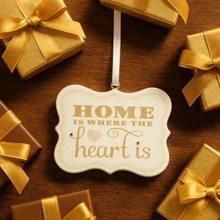 Home is Where the Heart is 2.75" x 2.25" Hanging Plaque