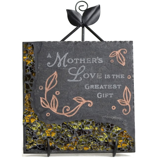 Mother Mosaic 5" Slate Square Plaque with Stand