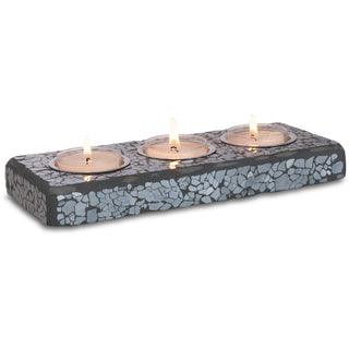 Tea Light Tray 3.25" x 8.25" Mosaic Glass (3 Piece)