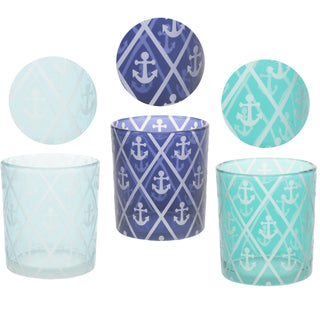 Blue Anchor 3 Assorted Votive Holders