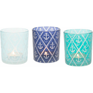 Blue Anchor 3 Assorted Votive Holders