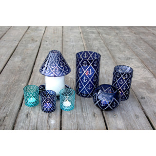 Blue Anchor Jar Candle Holder