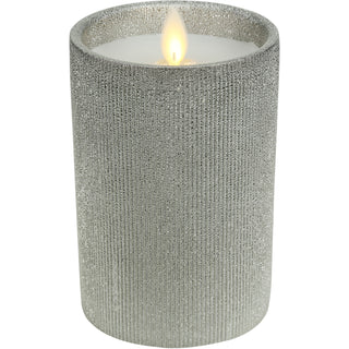 Love 4.75" Pewter Glitter Realistic Flame Candle