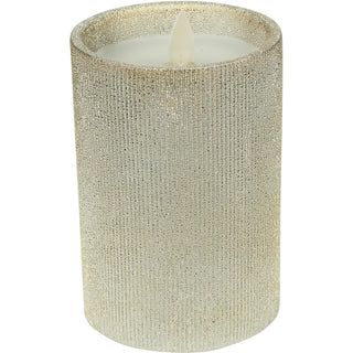 Aunt 4.75" Gold Glitter Realistic Flame Candle