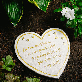 Pawprints 11" Heart Garden Stone