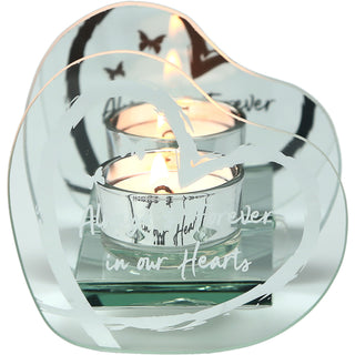 Always & Forever 4" x 3.75" Mirrored Glass Candle Holder