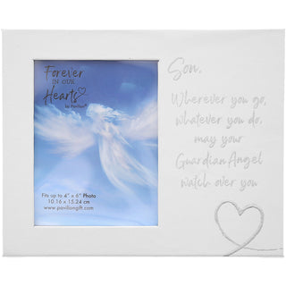 Son Guardian Angel Visor Memorial Photo Frame (Holds 4" x 6" Photo)