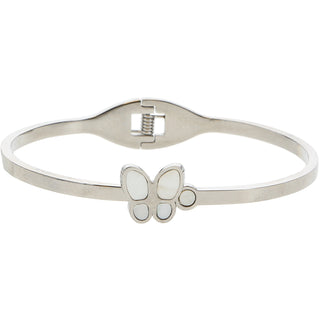 Fly to Heaven Stainless Steel Hinged Bangle Bracelet
