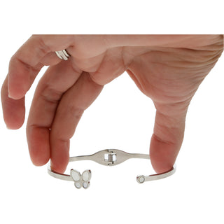 Fly to Heaven Stainless Steel Hinged Bangle Bracelet