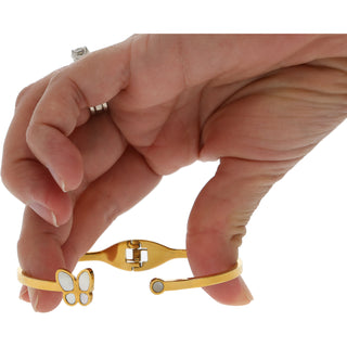 Angel Gold Plated Hinged Bangle Bracelet