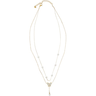 With Butterflies Gold Plated Layered Necklace