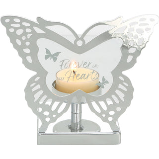 Hearts 4.25" Glass Butterfly Tea Light Holder