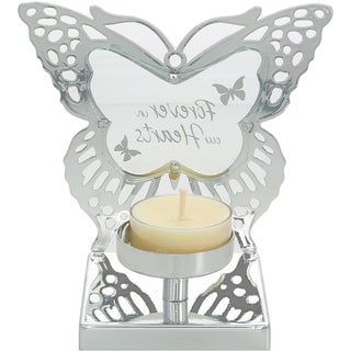Hearts 4.25" Glass Butterfly Tea Light Holder